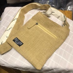 Burlap crossbody bag. Never been used.